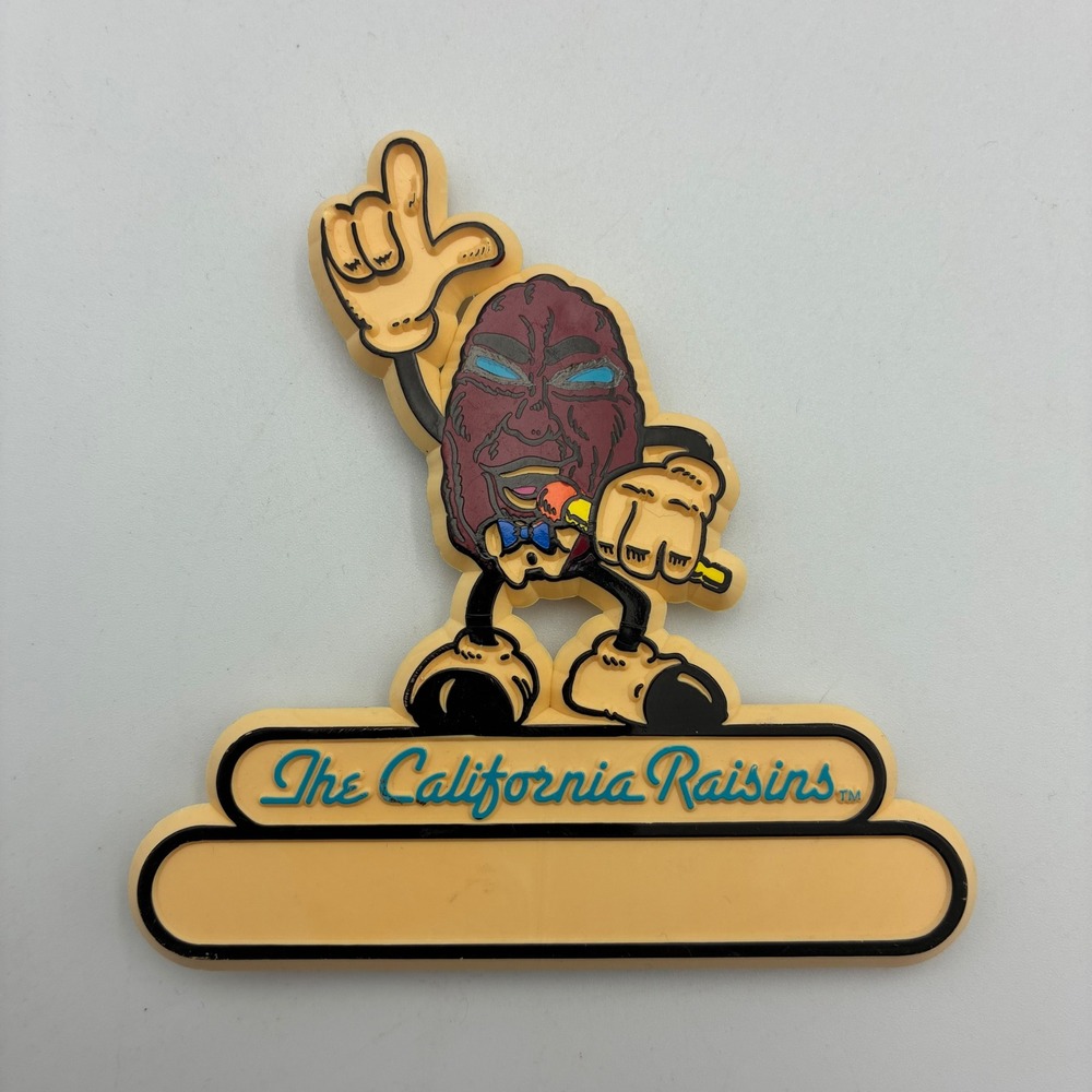 Vintage California Raisins PVC Pin Magnet Name Plate 1980s Advertising Retro